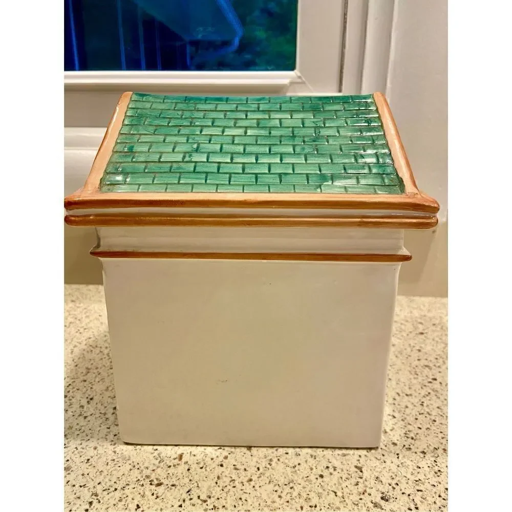 Dansk Portugal 1738 Brownstone Ceramic Food Canister RARE Green Roof (Have Set)
